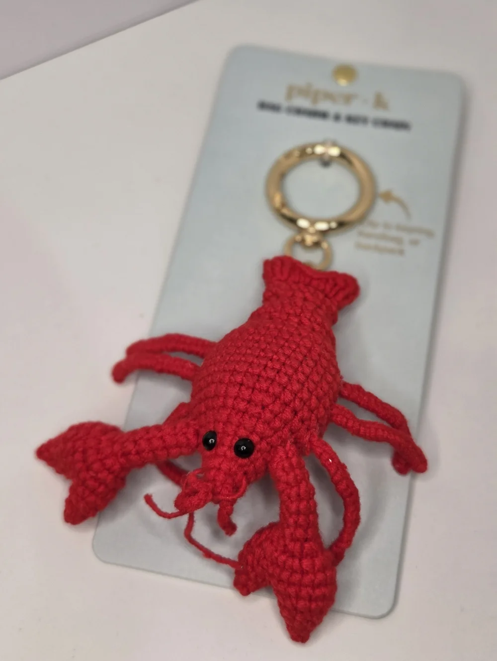 🦞▪️Piper K  ▪️Uk Exclusive Red Crochet Lobster Keychain